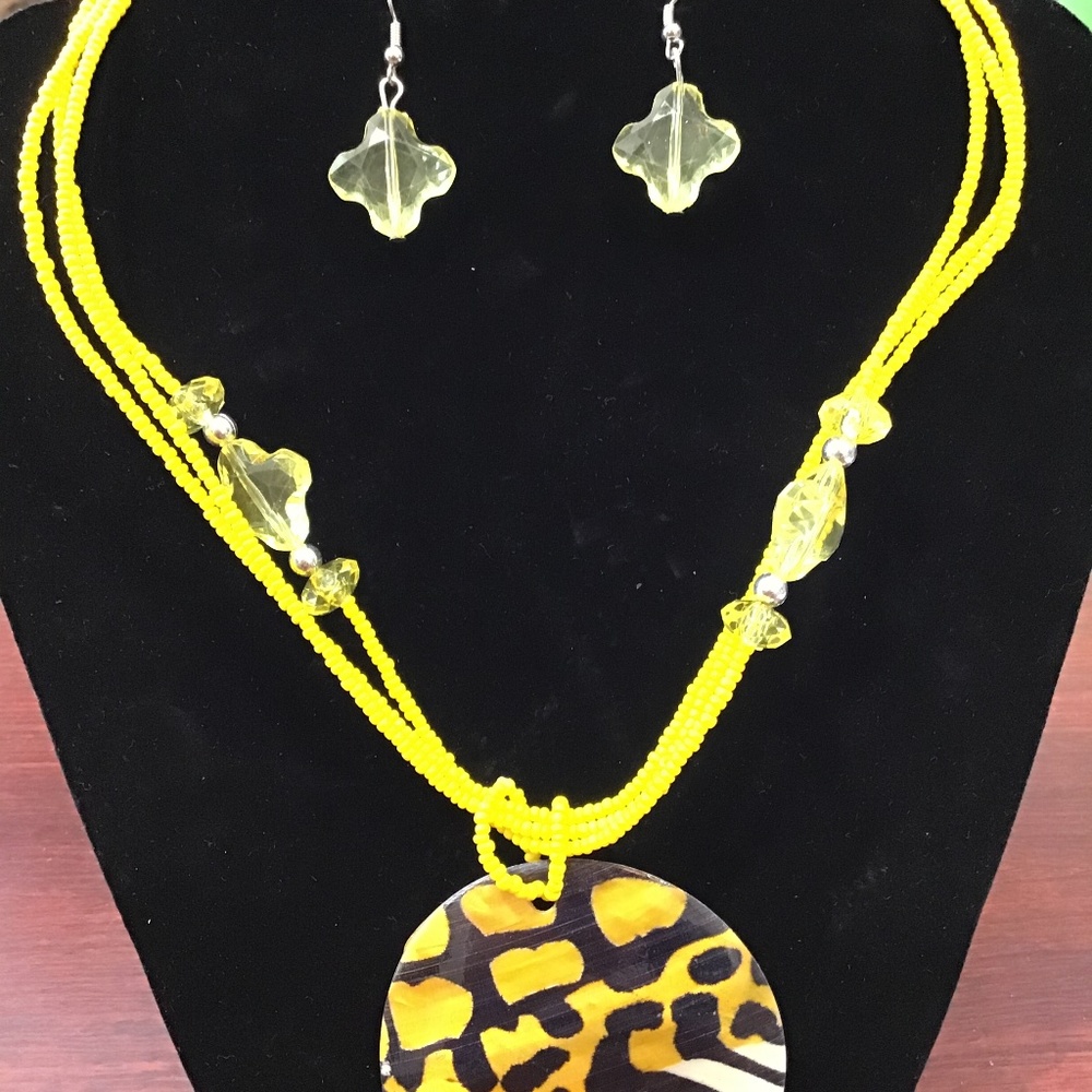 Hand Painted Shell Necklace Set